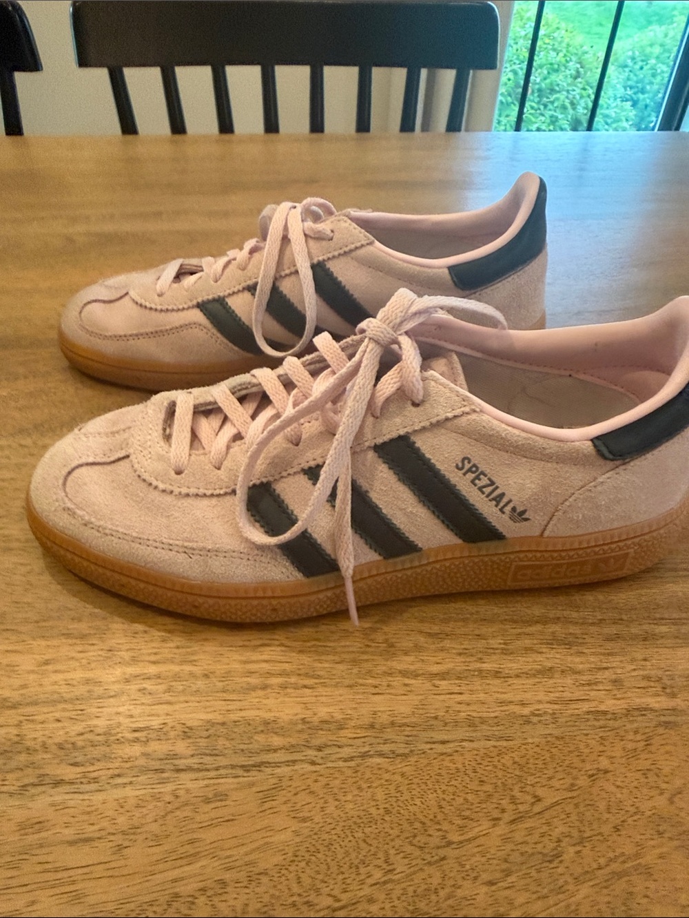 adidas Spezial Women's Suede Sneakers in Blush Pink with Black Stripes